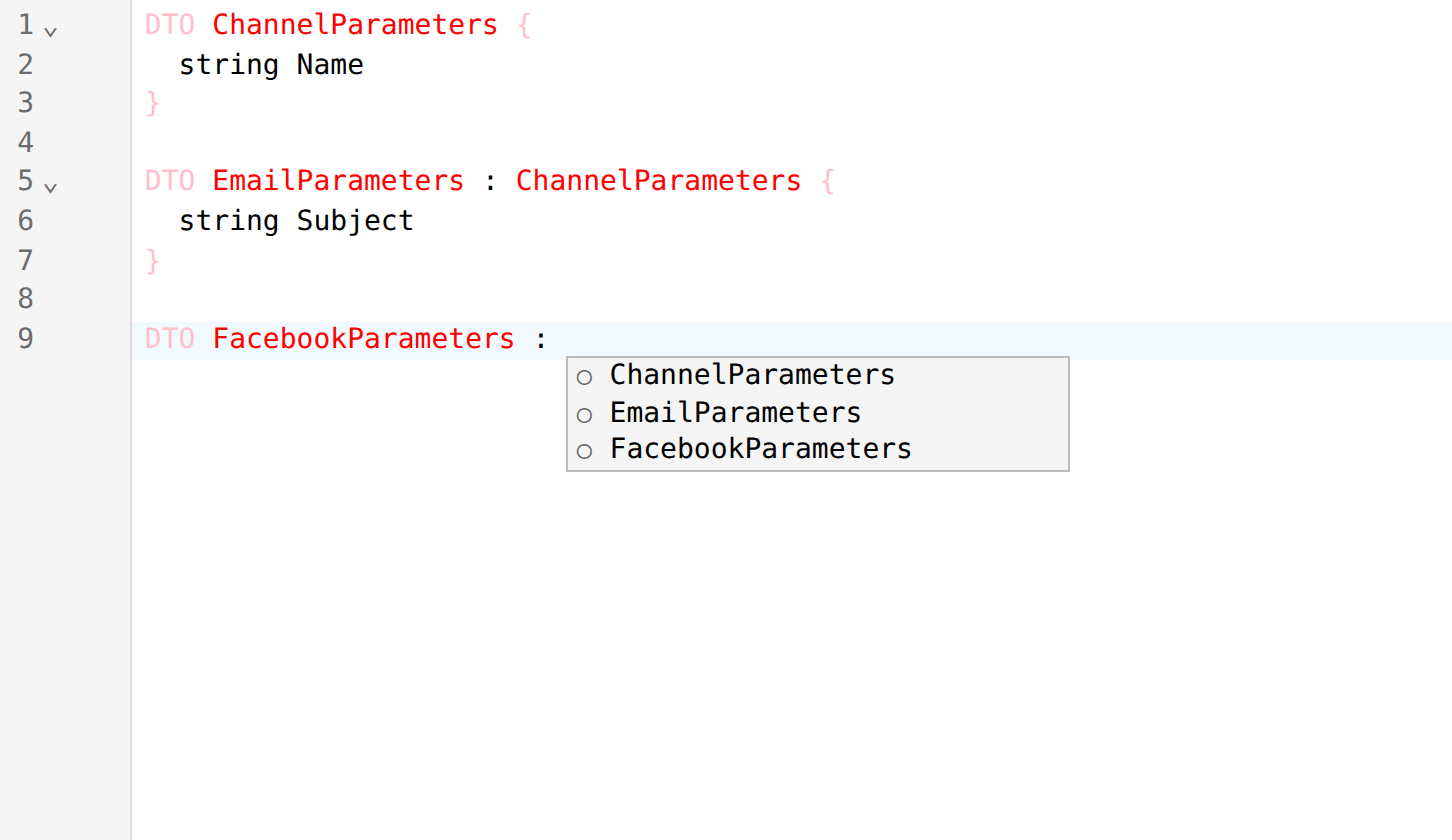 Base types after the colon in a DTO header