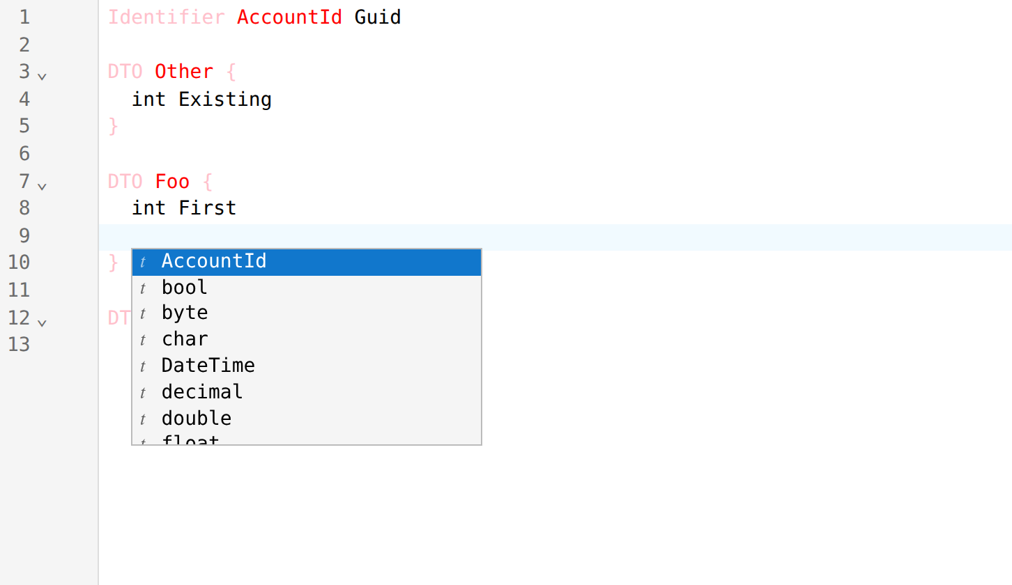 DTO property-type suggestions